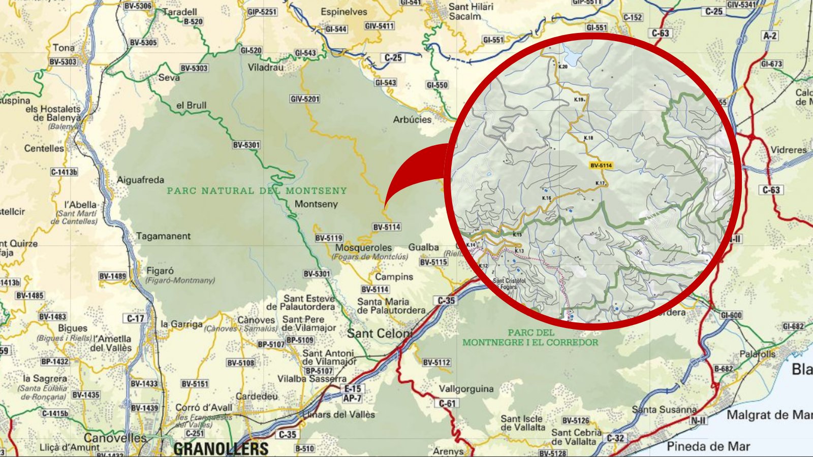 Mapa del entorno de Fogars de Montclús
